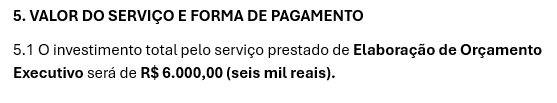 Resultado orçamento 6 mil